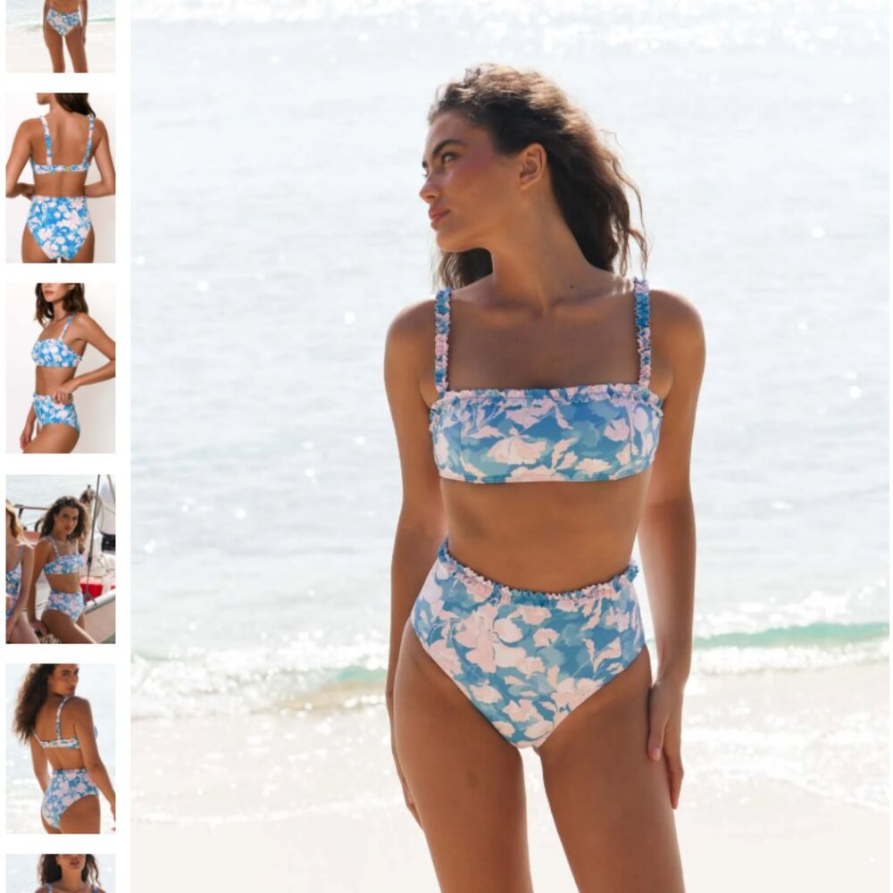 NWT ANTHRO HUTCH Siggi Ruffle High-Waist Bikini // Vintage Floral // Size Medium - Picture 3 of 7